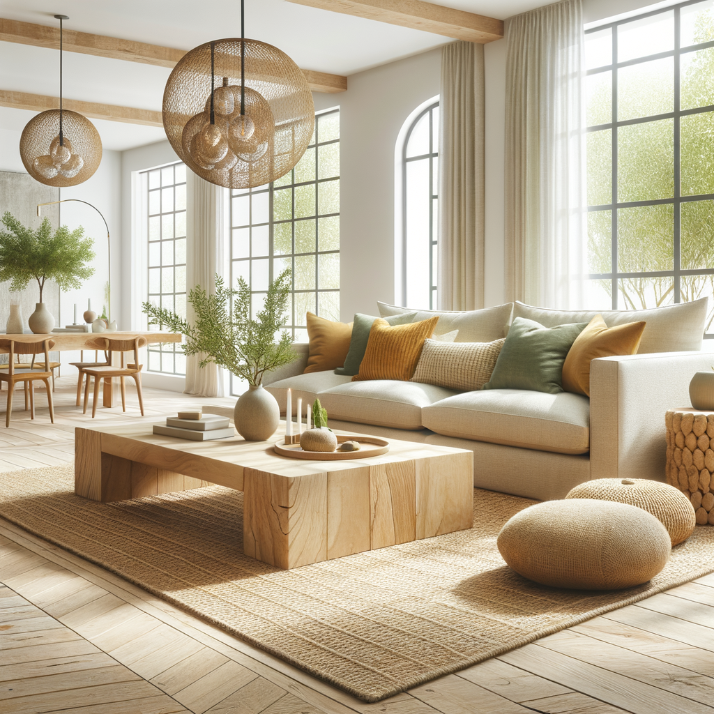 Ejemplos de materiales naturales en la decoración de salones