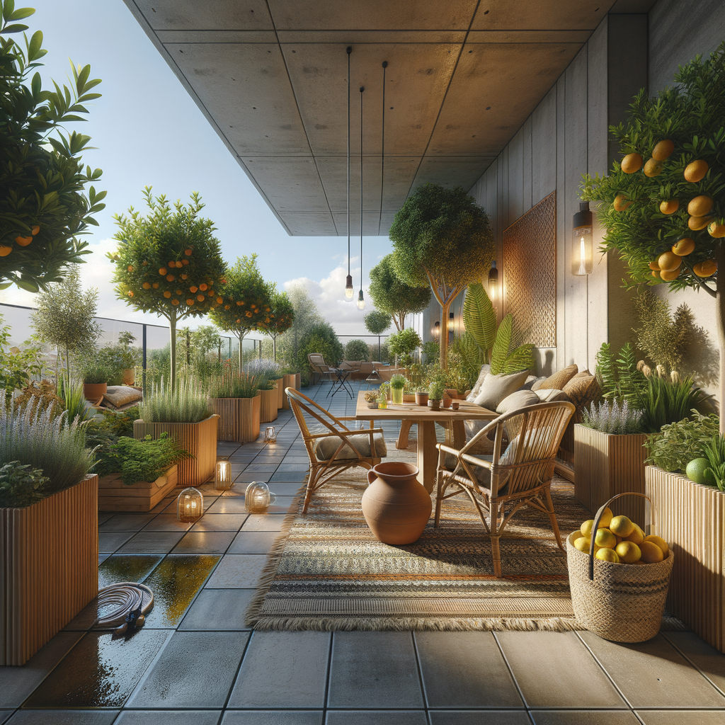 Imagen de una terraza transformada en oasis con revestimientos sintéticos