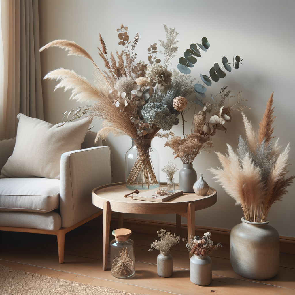 Elegante decoración con flores secas enmarcadas