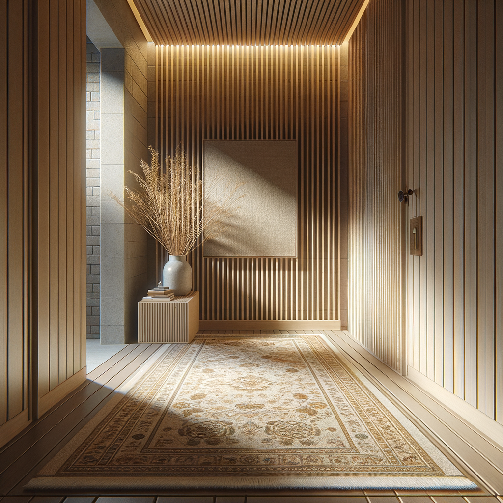 Combinación de iluminación y madera en decoración de recibidores