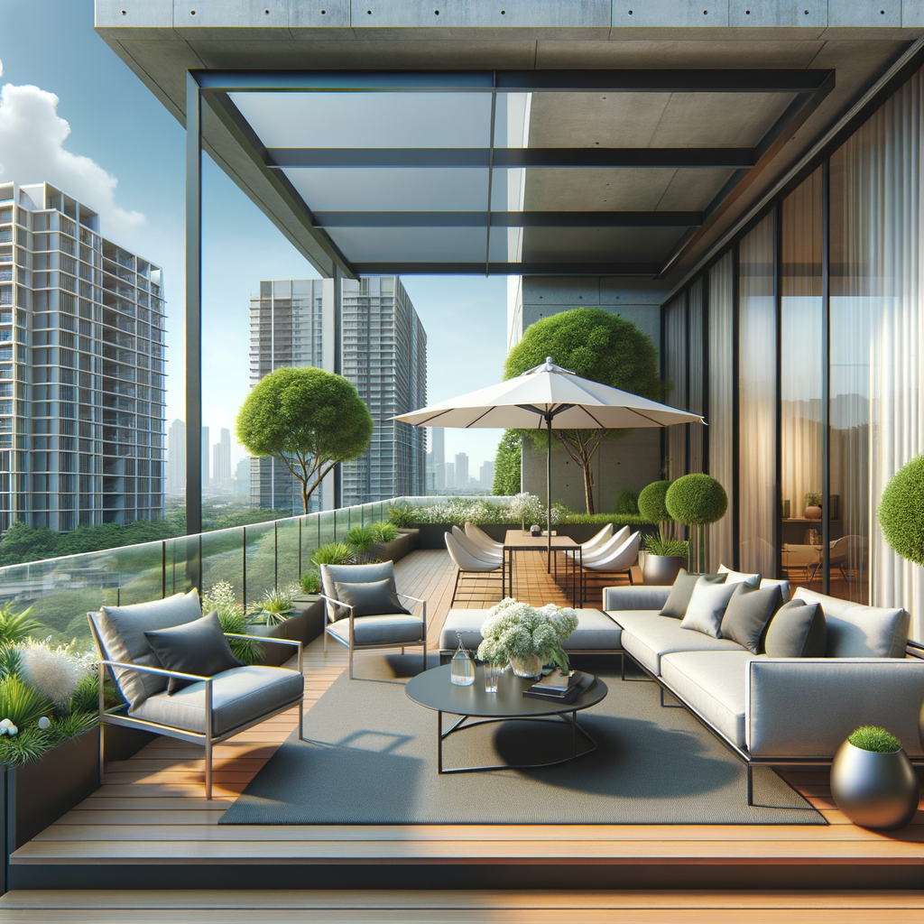Elegante mobiliario de terraza exterior