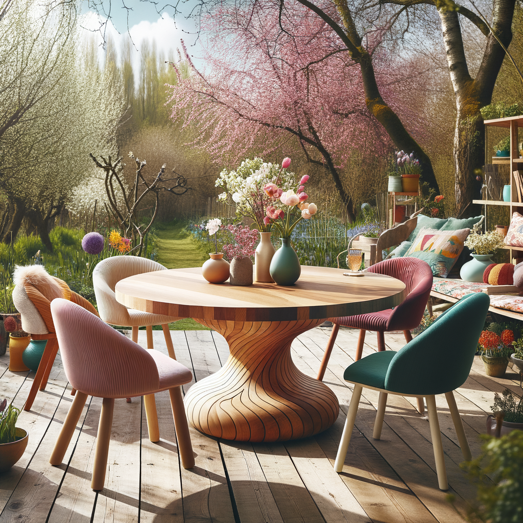 Mesas de madera rústicas para jardines