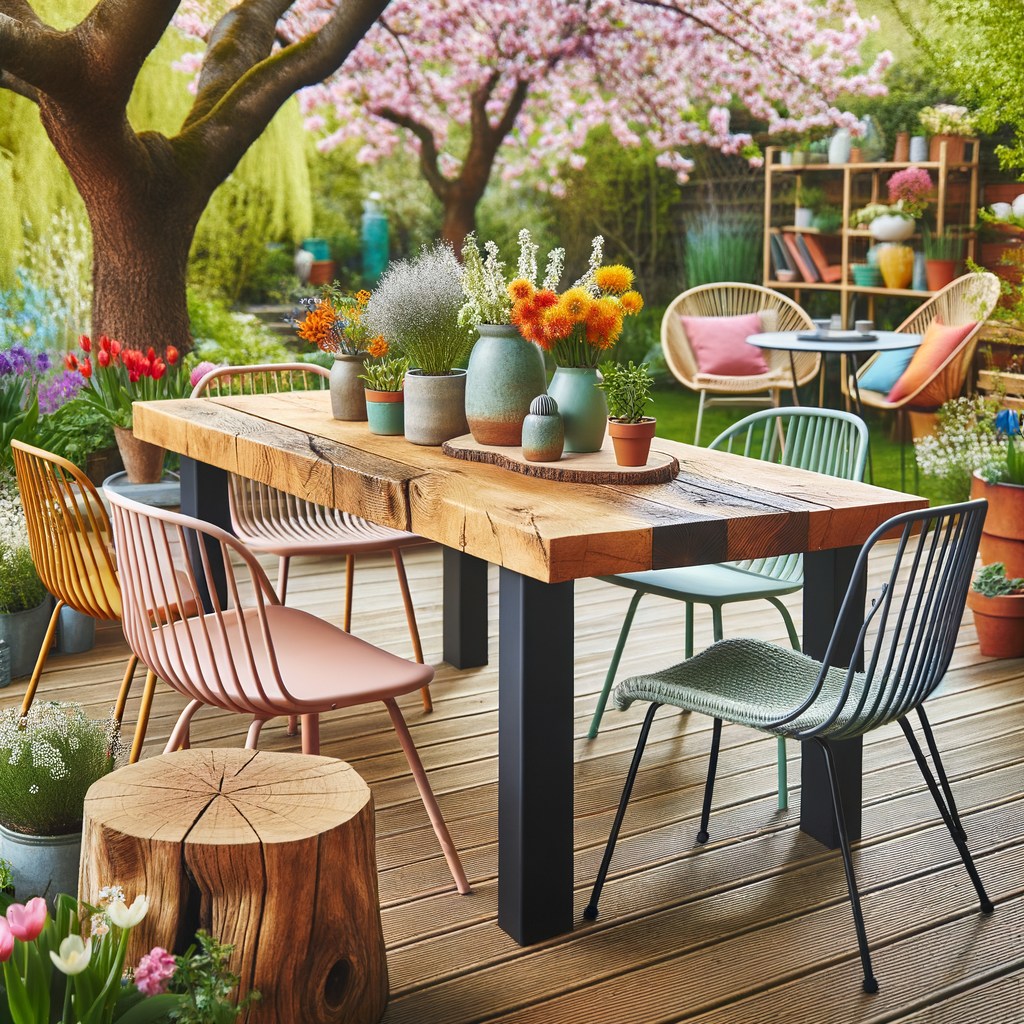 Mesas de madera para disfrutar al aire libre en primavera