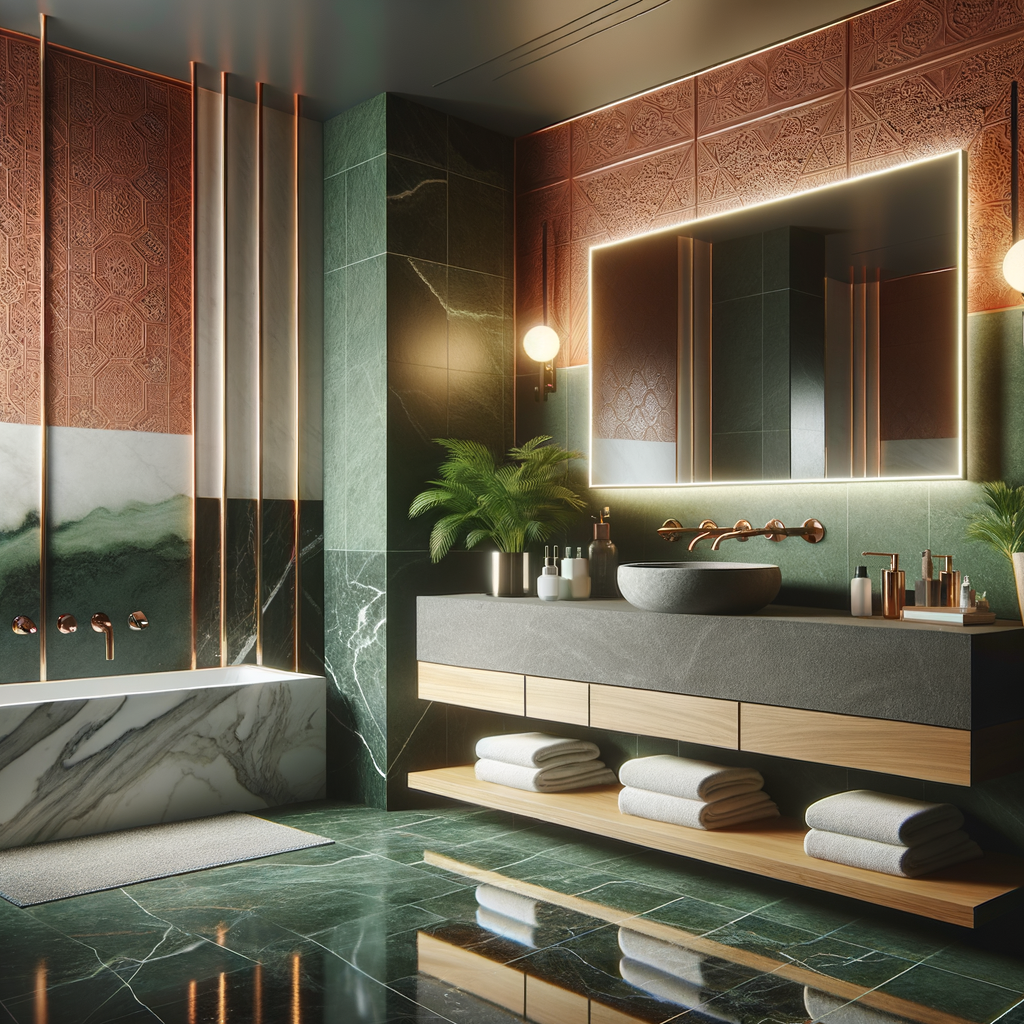 Detalles brillantes con acabados metálicos en la decoración de baños