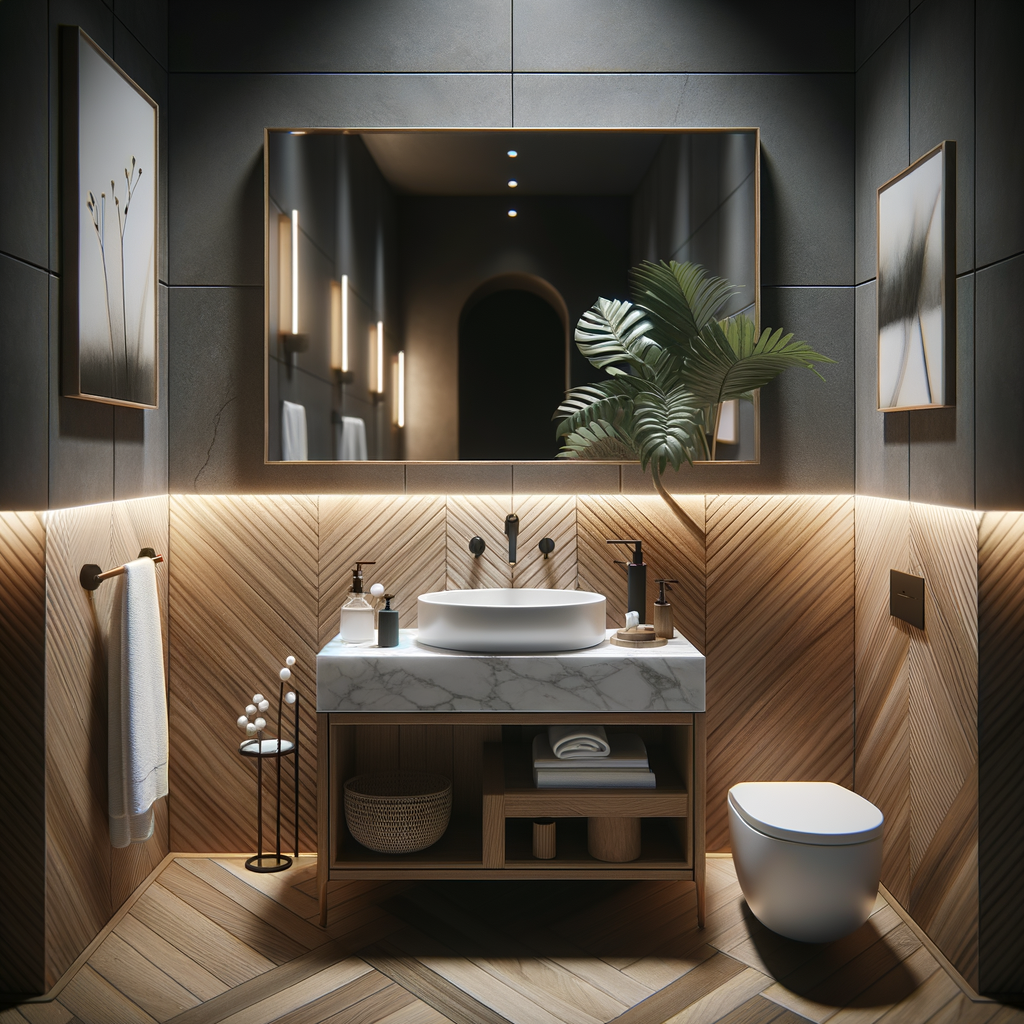 Baño de lujo y sofisticación con mármol negro