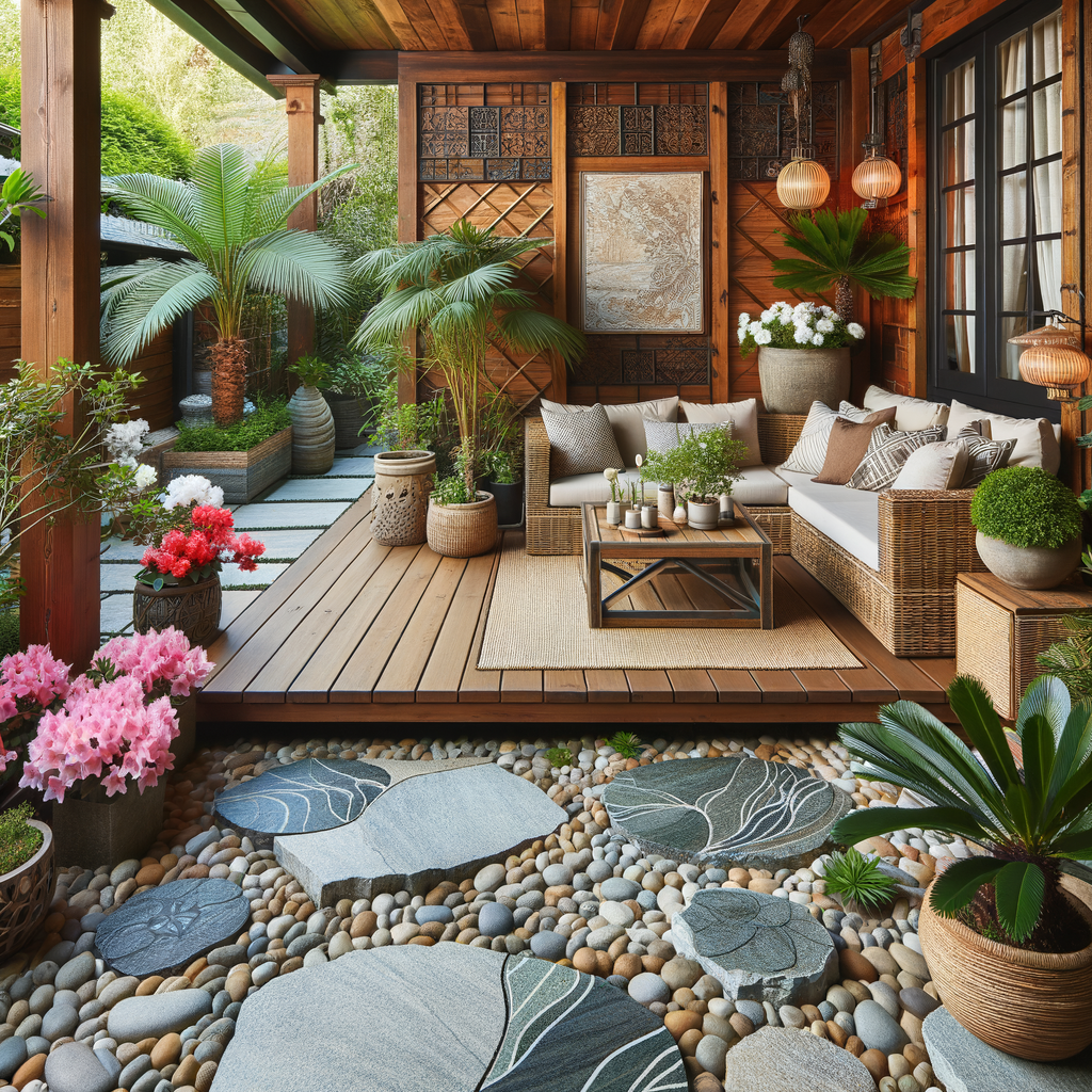Patio transformado con piedras y grava para una estética moderna